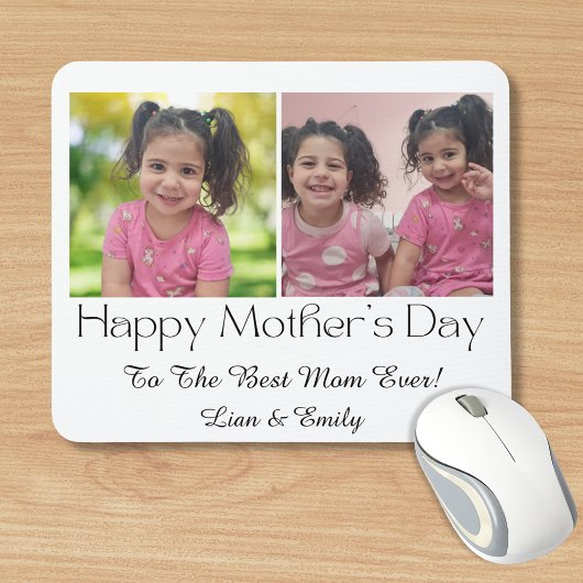Happy Mothers Day, 2 foto's collage stijlvol moder Muismat
