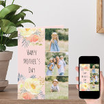 Happy Mothers Day 3 Instagram Foto Peral Floral Kaart<br><div class="desc">Zeg Tevreden Moederdag met een feministische florale Moederdag kaart, die met 3 van uw favoriete foto's en een douanebericht wordt gepersonaliseerd. Deze fotokaart heeft een waterverf bloemen in koraalperzikgeel en goud met een witte typografie. De sjabloon is opstelling voor u om uw afbeeldingen toe te voegen, die in vierkant/instagramformaat in...</div>
