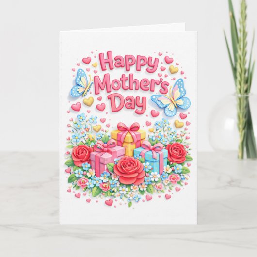 Happy Mother's Day 3D effect Greeting Card Kaart (Voorkant)