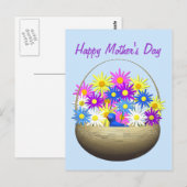 Happy Mothers Day Basket of Daisies and Blue Bird Briefkaart (Voorkant / Achterkant)