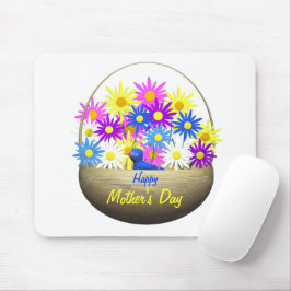 Happy Mothers Day Basket of Daisies and Blue Bird Muismat