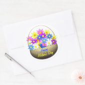 Happy Mothers Day Basket of Daisies and Blue Bird Ronde Sticker (Envelop)