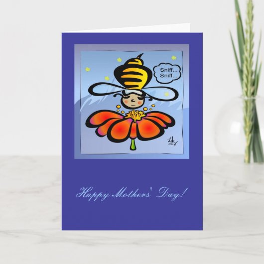 Happy Mothers' Day Bee Sniff kaart (Voorkant)