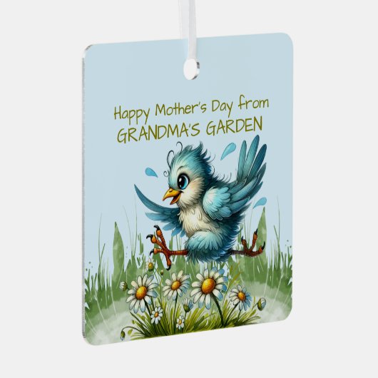 Happy Mothers Day beroemd gemaakt door OMA'S GARDE Metalen Ornament (Voorkant Rechts)