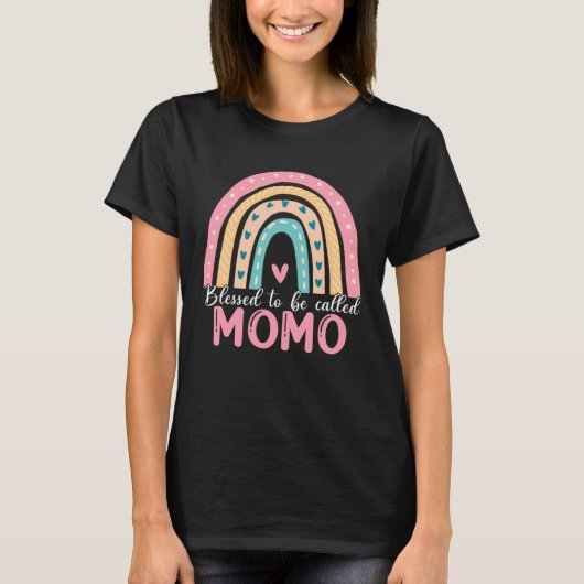 Happy Mothers Day Blessed To Be Called Momo Rainbo T-shirt (Voorkant)