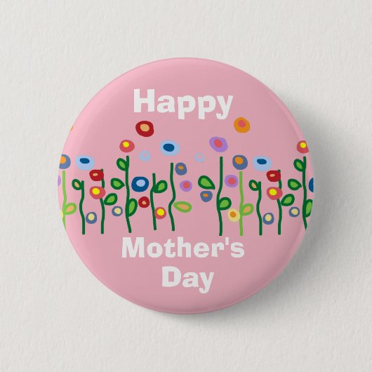 Happy Mothers Day  bloemen Ronde Button 5,7 Cm (Voorkant)