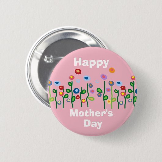 Happy Mothers Day  bloemen Ronde Button 5,7 Cm (Voorkant /achterkant)