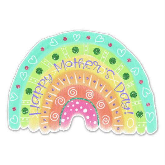 Happy Mother's Day Boho Rainbow Sticker (Voorkant)