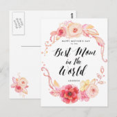 Happy Mothers Day Briefkaarten Beste mama in de we (Voorkant / Achterkant)
