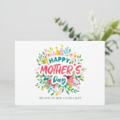 Happy Mothers Day Bright Botanical Floral Custom Kaart (Staand voorkant)