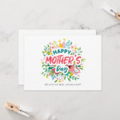 Happy Mothers Day Bright Botanical Floral Custom Kaart (Voorkant / Achterkant in situ)