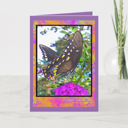 Happy Mothers Day Butterfly Wenskaart Kaart (Voorkant)