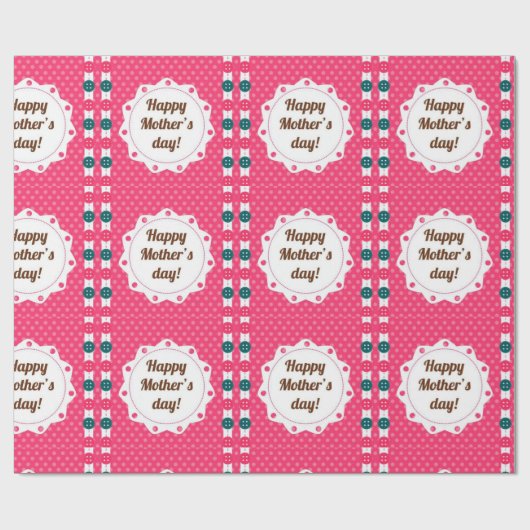 Happy Mothers Day Buttonnen Cadeaupapier (Vlak)