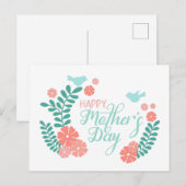 Happy mother's day calligraphy text flowers briefkaart (Voorkant / Achterkant)
