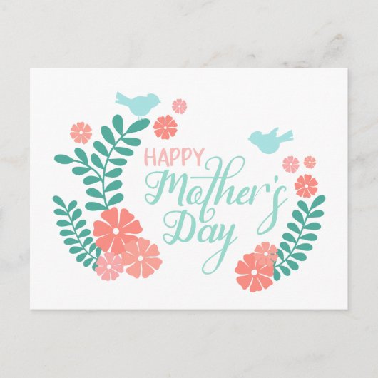 Happy mother's day calligraphy text flowers briefkaart (Voorkant)