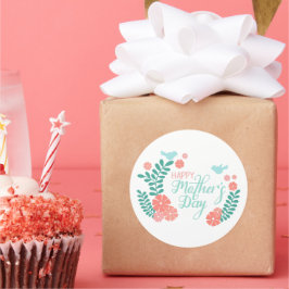Happy mother's day calligraphy text in floral desi ronde sticker