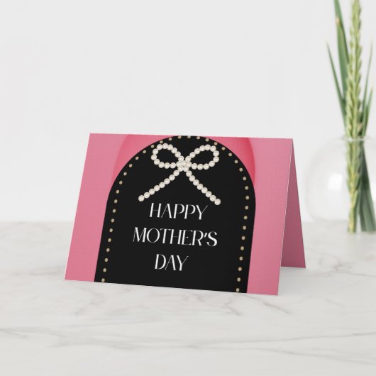 Happy Mother's Day Card Pink Gold Black Bedankkaart (Voorkant)