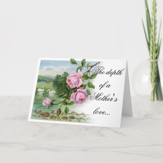 Happy Mother's Day Card - Pink Roses and Swans Kaart (Voorkant)