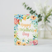 Happy Mother's Day Colorful Flowers Briefkaart (Staand voorkant)