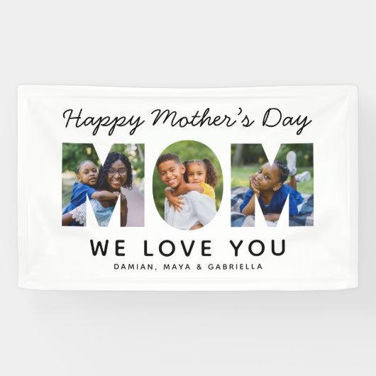 Happy Mothers Day Custom Photo Collage Spandoek (Horizontaal)
