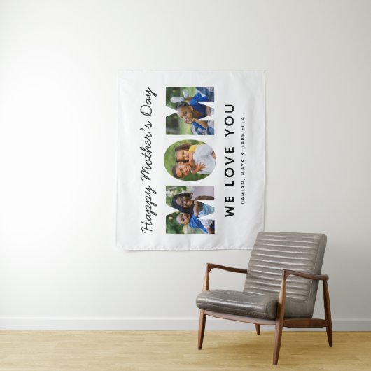 Happy Mothers Day Custom Photo Collage Wandkleed (In situ)