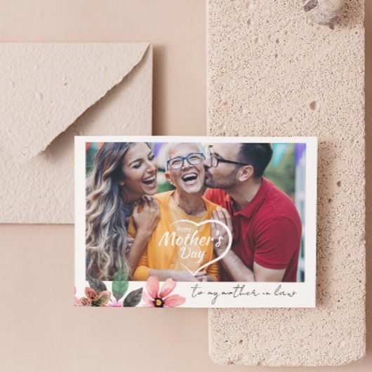Happy Mothers Day Custom Photo Text Moeder-in-law Feestdagen Kaart