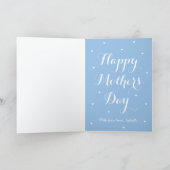 Happy Mother's Day Custom Photos Script Blue Cute Kaart (Binnen)