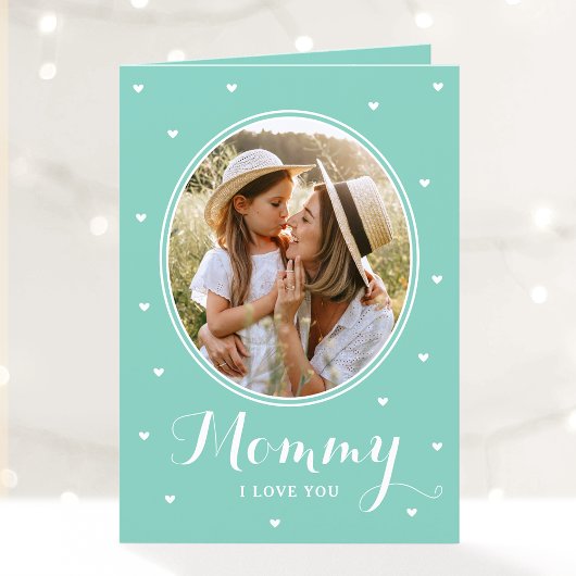 Happy Mother's Day Custom Photos Script Mint Cute Kaart