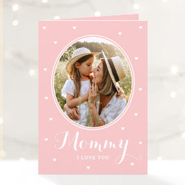 Happy Mother's Day Custom Photos Script Pink Cute Kaart