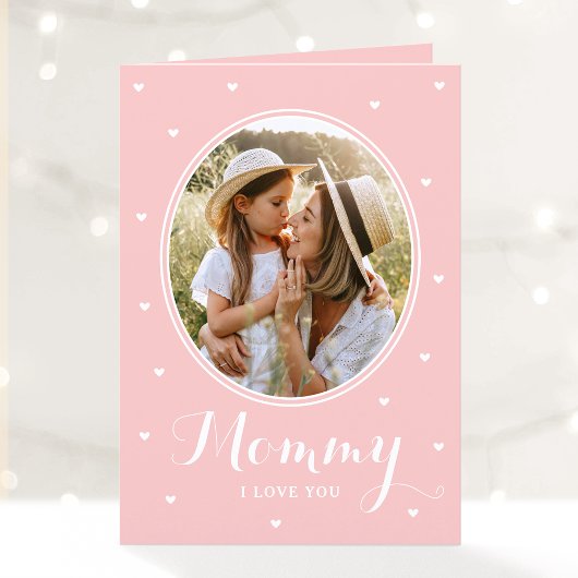 Happy Mother's Day Custom Photos Script Pink Cute Kaart