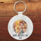 Happy Mothers Day Cute Child Photo Floral Sleutelhanger (Achterkant)