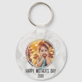 Happy Mothers Day Cute Child Photo Floral Sleutelhanger (Achterkant)