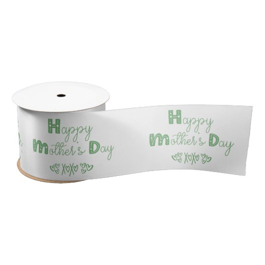Happy Mothers Day Cute Doodle Typography White Satijnen Lint (Spoel)