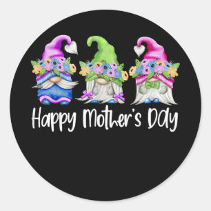 Happy Mothers Day Cute Gnomes Floral voor mam Ronde Sticker