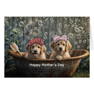 Happy Mothers Day Cute Golden Retriever Puppy 