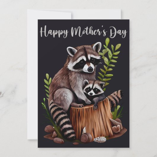 Happy Mother's Day Cute Raccoons Feestdagenkaart (Voorkant)