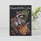 Happy Mother's Day Cute Raccoons Feestdagenkaart (Staand voorkant)