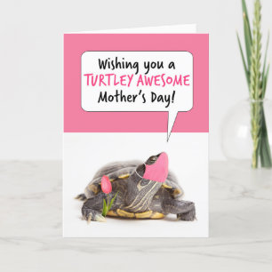 Happy Mother's Day Cute Turtle in Face Mask With Feestdagen Kaart