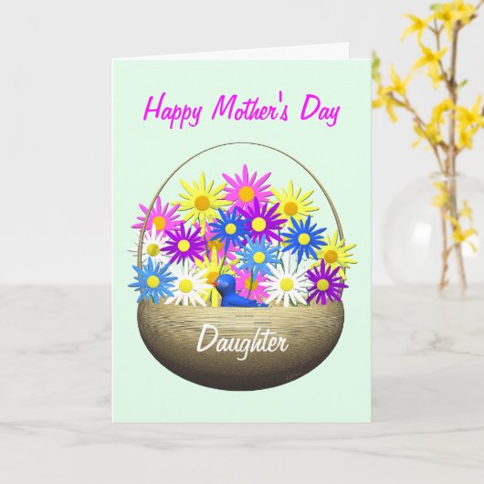 Happy Mothers Day Daughter Basket of Daisies Kaart (Gele Bloem)