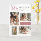 Happy Mothers Day | Eenvoudig Modern Script 4 Foto Kaart (Gele Bloem)