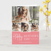Happy Mothers Day | Eenvoudig Modern Script 5 Foto Kaart (Gele Bloem)