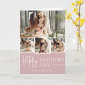 Happy Mothers Day | Eenvoudig Modern Script 5 Foto Kaart (Gele Bloem)