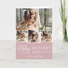 Happy Mothers Day | Eenvoudig Modern Script 5 Foto Kaart