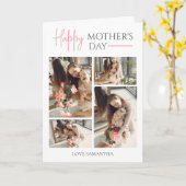 Happy Mothers Day | Eenvoudig Modern Script 5 Foto Kaart (Gele Bloem)
