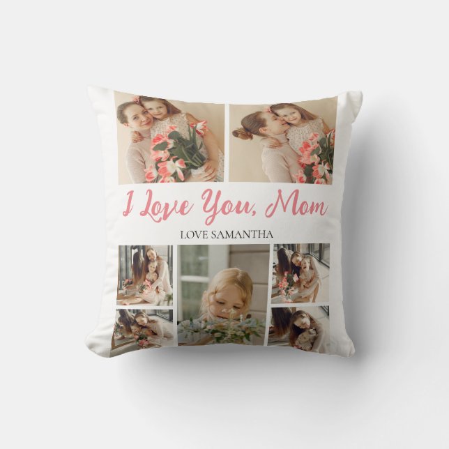 Happy Mothers Day | Eenvoudig Modern Script 7 Foto Kussen (Voorkant)
