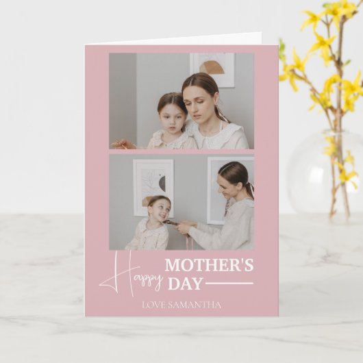 Happy Mothers Day | Eenvoudig Modern Script Twee f Kaart (Gele Bloem)