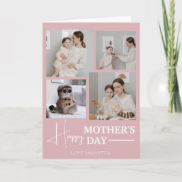 Happy Mothers Day Eenvoudig Modern Script Vier Fot Kaart