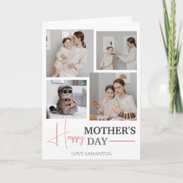Happy Mothers Day Eenvoudig Modern Script Vier Fot Kaart