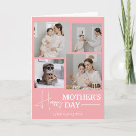 Happy Mothers Day Eenvoudig Modern Script Vier Fot Kaart