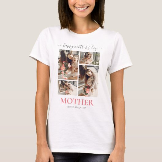 Happy Mothers Day Eenvoudig Modern Script Vier Fot T-shirt (Voorkant)